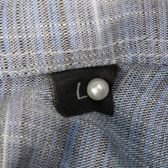 andrew david* Men's Long Sleeve Button Down Curved Hem Pocket Shirt~ Size Large - Picture 5 of 11